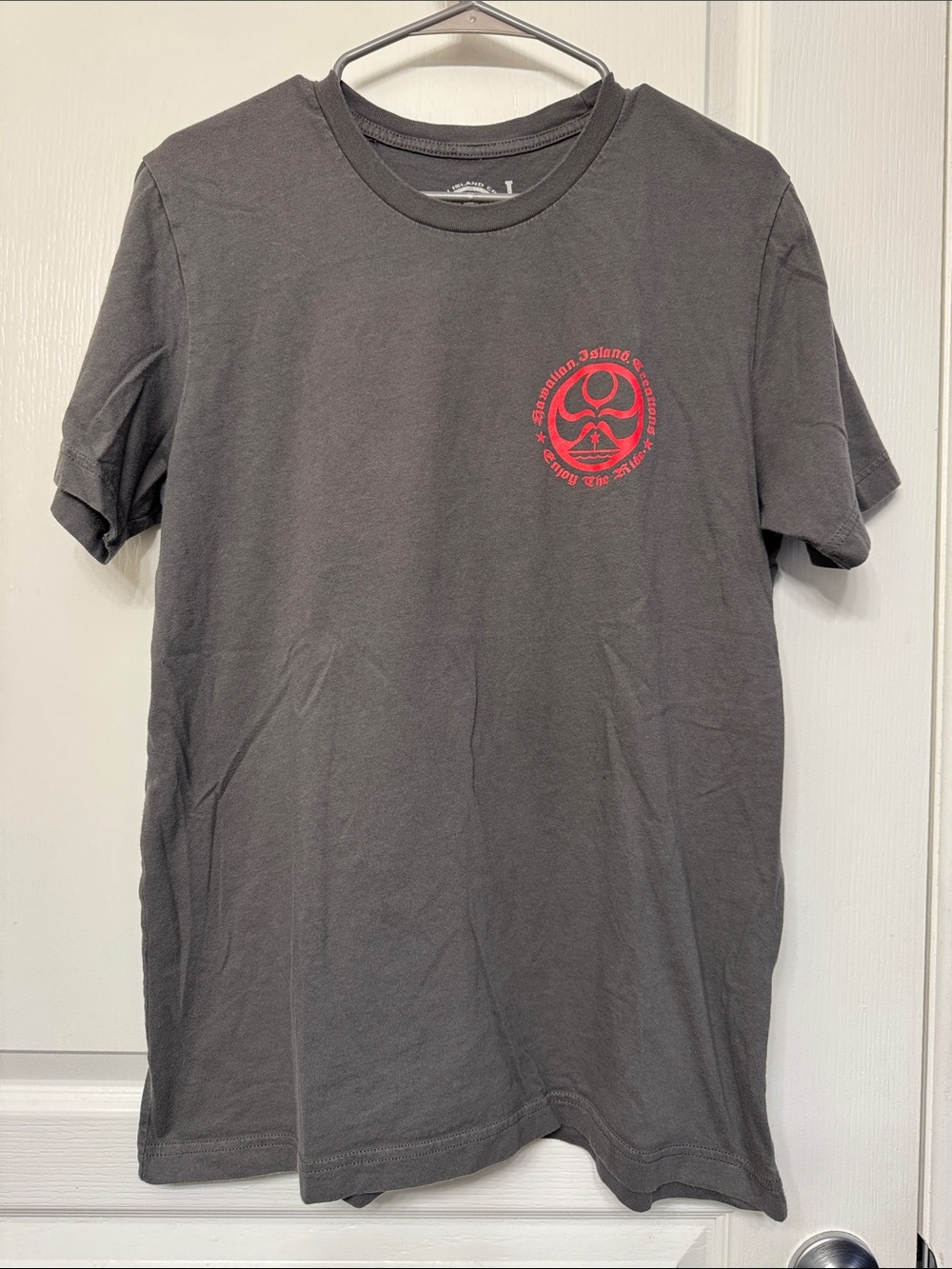 Hawaiian Island Creations Enjoy The Ride Gray Graphic Shirt Size Large EUC #5134